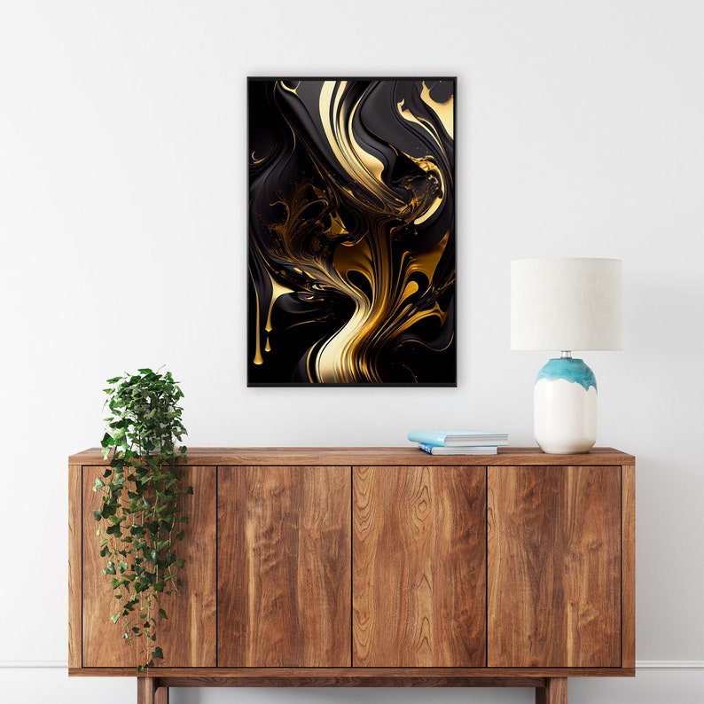 Art Print Out Wall Art Elegant Gold and Black Swirl Etsy