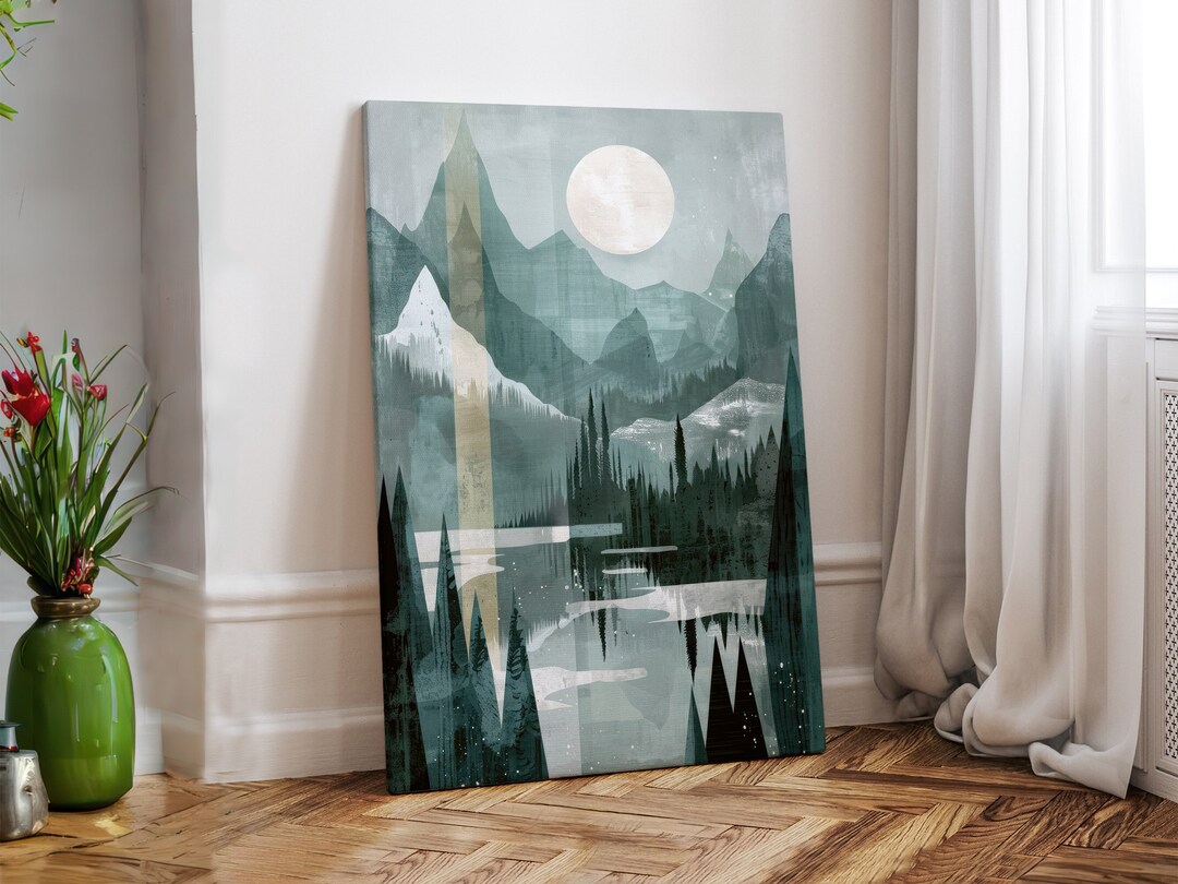 Nordic Abstract Canvas Painting, Scandinavian Abstract Wall Art ...