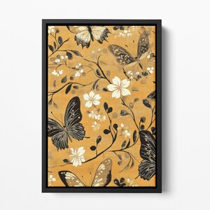 Framed Canvas Japanese Art, Floater Canvas Wall Art, Original Art On Canvas, Vintage Kimono Pattern Art, Japanese Print, Japan Nature Art