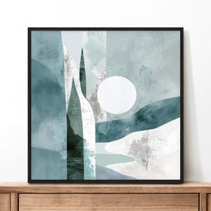 Nordic Abstract Art Print, Scandinavian Abstract Wall Art, Framed Wall Art, Nordic Mountains Abstract, Nordic Fine Arts