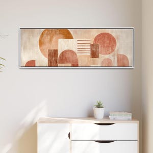 Large Horizontal Wall Art, Extra Large Abstract Canvas Print for Modern Living Room, Long Panoramic Boho Decor, Neutral Geometric Artwork