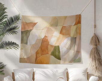 Calming Wabi Sabi Decor, Tranquil Bedroom Tapestry, Serene Abstract Wall Art, Minimalist Boho Wall Hanging, Earthy Tones Room Decor