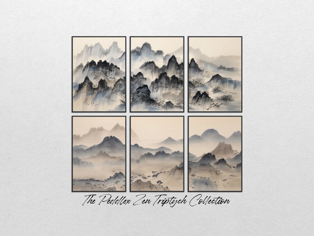 Set of 6 Zen Paintings Set of 2 Triptych Zen Wall Art Etsy