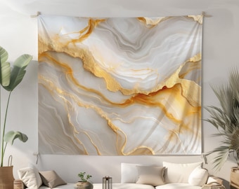 Bedroom Wall Tapestry, Living Room Decor, Elegant Entryway Art, Chic Office Decor, Calacatta Marble Wall Hanging, Above Bed Art