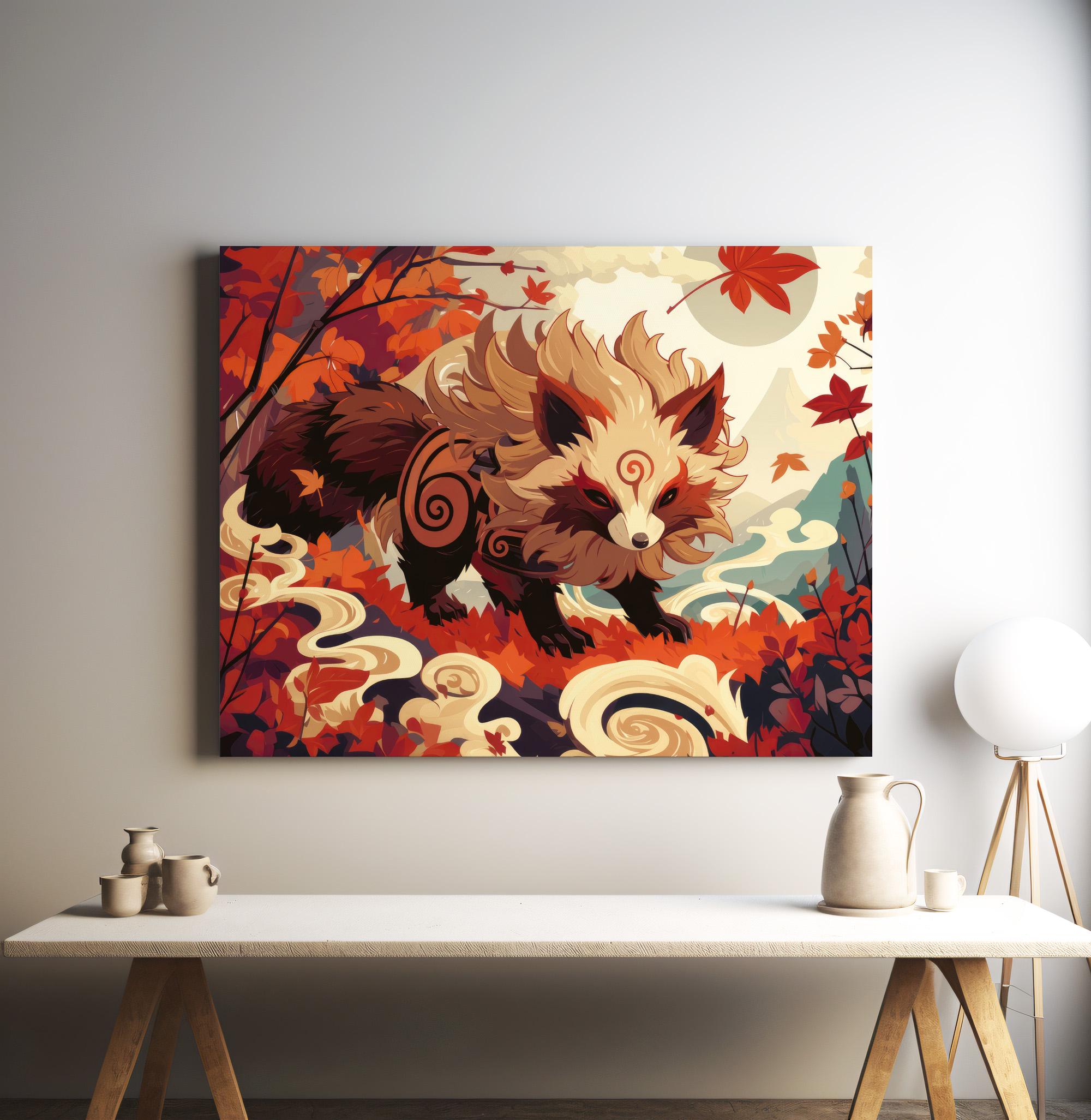Tanuki Canvas Print, Gallery Wrap, Japanese Raccoon Dog Wall Art