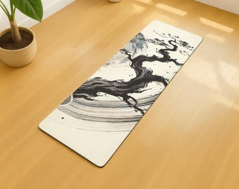 Abstract Japanese Tree Art Yoga Mat, Exercise Fitness Mat, Pilates Workout Mat, Meditation Gear, Zen Inspired Home Decor, Yoga Lover Gift