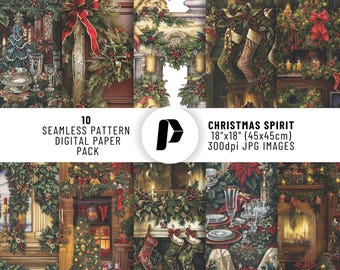 Christmas Seamless Pattern, Christmas Digital Paper, Christmas Background, Christmas Scrapbook, Christmas Digital Bundle, Xmas Prints