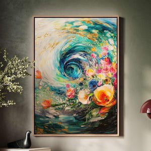 Framed Canvas Floral Abstract, Floater Canvas Wall Art, Original Art On Canvas, Botanical Art Piece, Flower Art Print, Nature Abstract Art