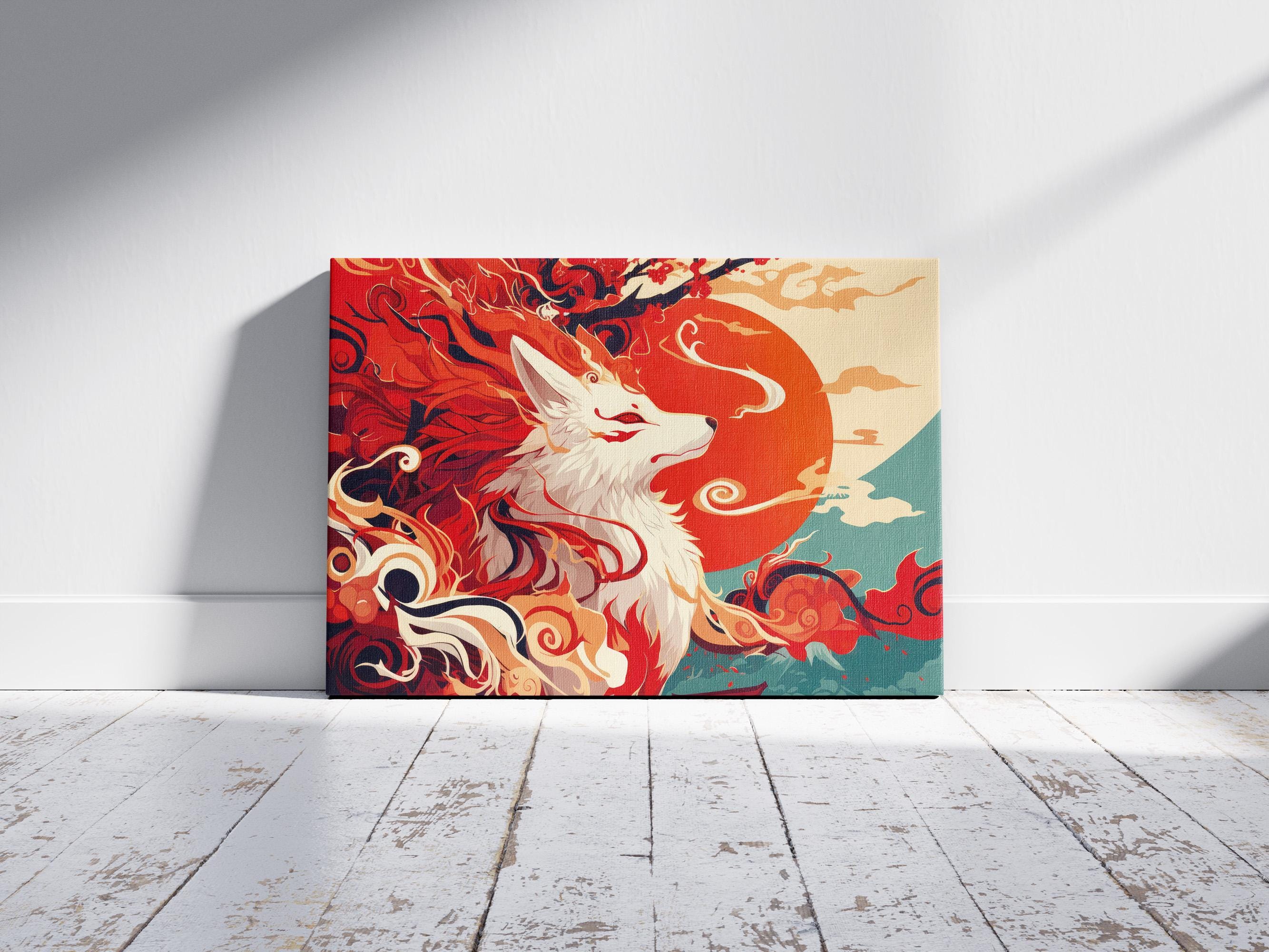 High Quality Fox Canvas Print, Durable Gallery Wrap, Japanese