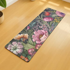 Yogamatta, Abstrakt yogamatta, Yogamatta med blommönster, Yogamatta med blommönster, Träningstillbehör, Zenmeditationsmatta, Avslappningsmatta