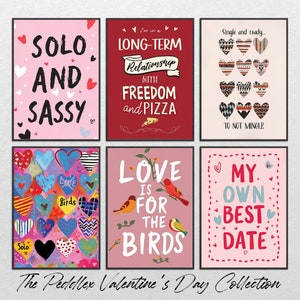 Eww Valentine's Day Posters, Valentine Hearts, Set of 6 Valentines Painting, Valentines Party Decor, Set of 6 Anti-Valentines Wall Art