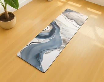 Esterilla de yoga para espacios habitables, esterilla de ejercicios para dormitorios, esterilla de fitness Zen River, esterilla de meditación serena, esterilla de entrenamiento minimalista, decoración del hogar, regalo de yoga