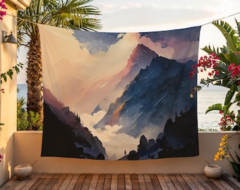 Mountain Journey Tapestry, Moody Fabric Hanging for Living Room, Statement Bedroom Wall Art, Abstract Dorm Decor, Modern Office