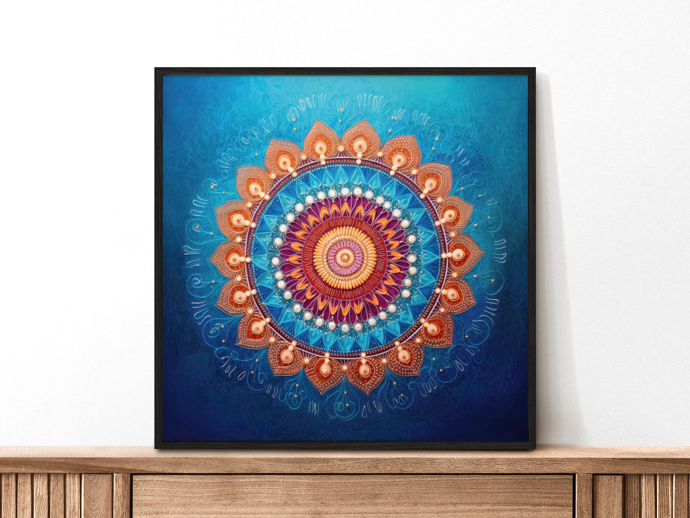 マンダラ額入りアート、額入りオリジナルアート、スピリチュアルな