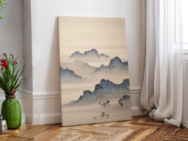 Japanese Canvas Painting, Original Art on Canvas, Minimalist Wall Art