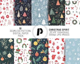 Christmas Seamless Pattern, Christmas Digital Paper, Christmas Background, Christmas Scrapbook, Christmas Digital Bundle, Xmas Prints