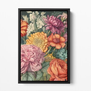 Framed Canvas Floral Abstract, Floater Canvas Wall Art, Original Art On Canvas, Botanical Art Piece, Flower Art Print, Nature Abstract Art
