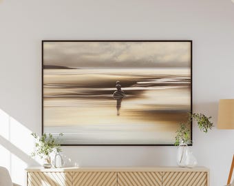 Büro Zen Landschaft Kunst, Friedliche Gelassenheit Matte Papier Dekor, Beruhigende Schlafzimmer Kunstwerk, Minimalistische Wohnzimmer Oase, Ruhig, Wand Dekor