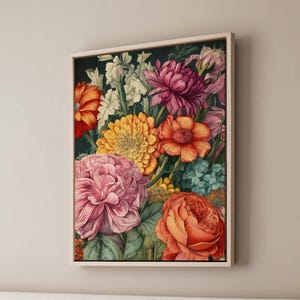 Framed Canvas Floral Abstract, Floater Canvas Wall Art, Original Art On Canvas, Botanical Art Piece, Flower Art Print, Nature Abstract Art