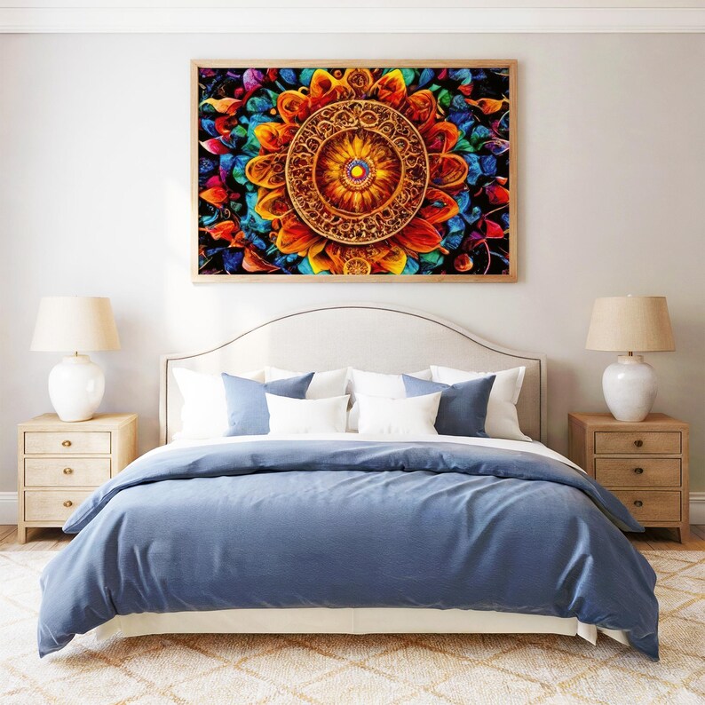 Textured Mandala Art, Golden Core Print, Earthy Tones Wall Decor ...