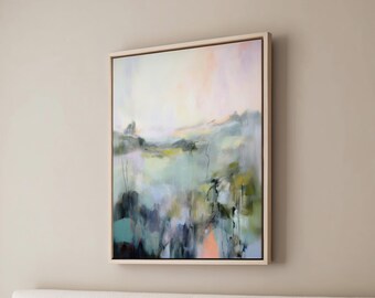 Portrait Framed Canvas, Floating Frame, Serene Abstract Art, Calming Wall Decor, Statement Home Piece, Contemporary Living Room Art