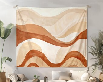 Bedroom Tapestry Wall Art, Boho Living Room Decor, Abstract Art for Dorm, Neutral Entryway Hanging, Office Wall Tapestry Home Decor
