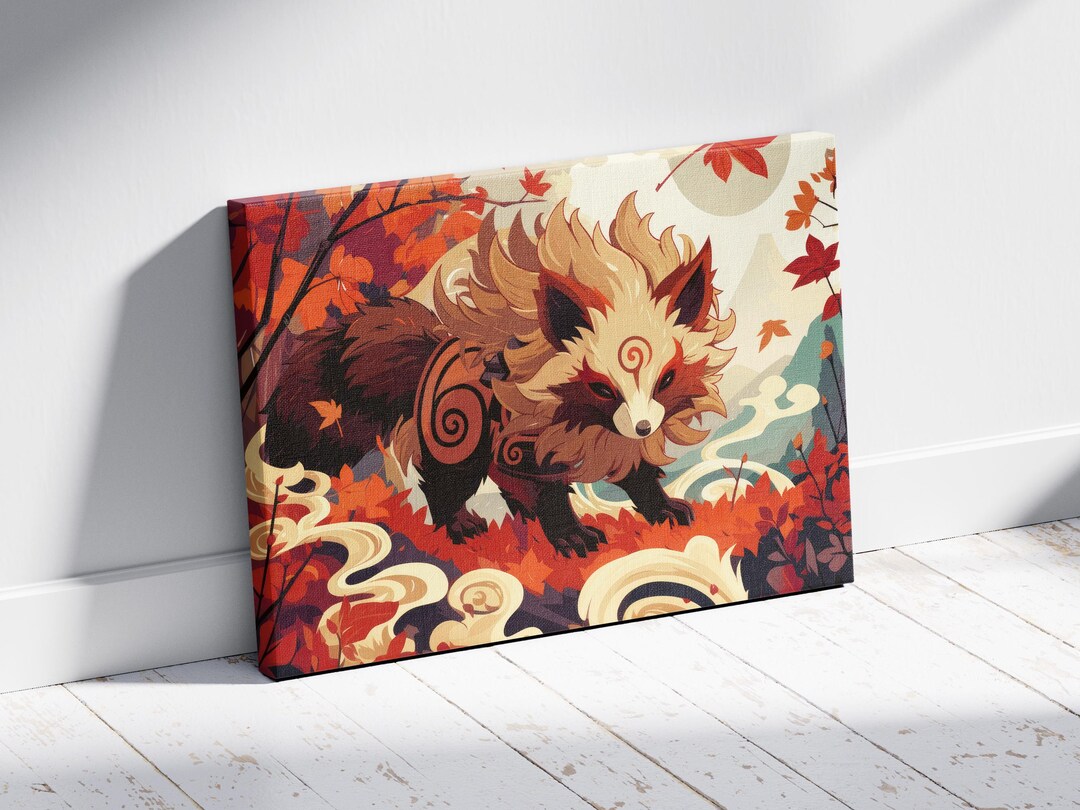 Gift for Him Tanuki Canvas, Forest Gallery Wrap, Japanese Raccoon