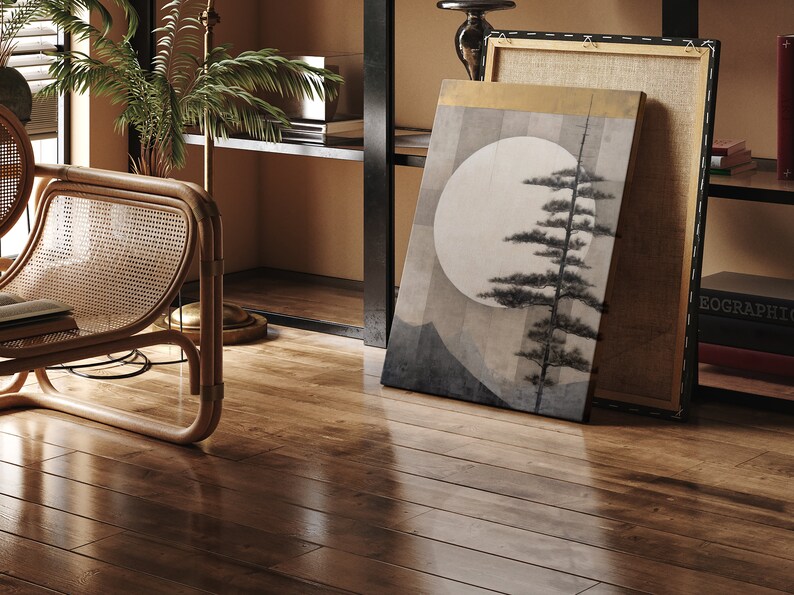 Japanese Canvas Painting, Original Art on Canvas, Japandi Wall Art