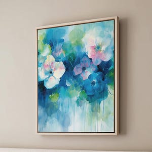 Framed Canvas Floral Abstract, Floater Canvas Wall Art, Original Art On Canvas, Botanical Art Piece, Flower Art Print, Nature Abstract Art