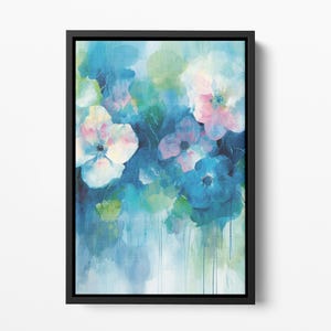Framed Canvas Floral Abstract, Floater Canvas Wall Art, Original Art On Canvas, Botanical Art Piece, Flower Art Print, Nature Abstract Art
