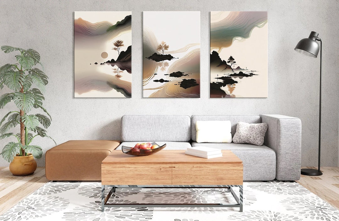 Minimalist Wall Art Japanese Art Zen Wall Art Set of 3 Wall Etsy