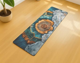 Yoga Mat, Durable Fitness Mat, Non-slip Exercise Mat, Workout Mat for Home Studio, Nordic Tree Ring Art Design, Eco-friendly Gift Idea