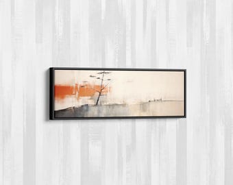 Framed Canvas Japandi Art, Panoramic Art On Framed Canvas, Long Horizontal Wall Art, Floater Canvas Wall Art, Japanese Canvas Art Piece