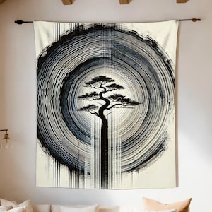 Japanese Tapestry, Original Art on Tapestry, Japan Wall Hanging, Japanese Fusion Tapestry, Japan Indoor Wall Tapestry, Japanese Wall Decor