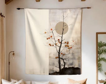 Japanese Tapestry, Original Art on Tapestry, Japan Wall Hanging, Japandi Tapestry, Japan Indoor Wall Tapestry, Japanese Wall Decor