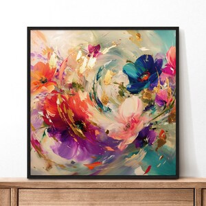 Floral Framed Wall Art, Floral Abstract Art, Nature Wall Art, Modern Abstract, Abstract Art Piece, Surreal Flower Abstract Art