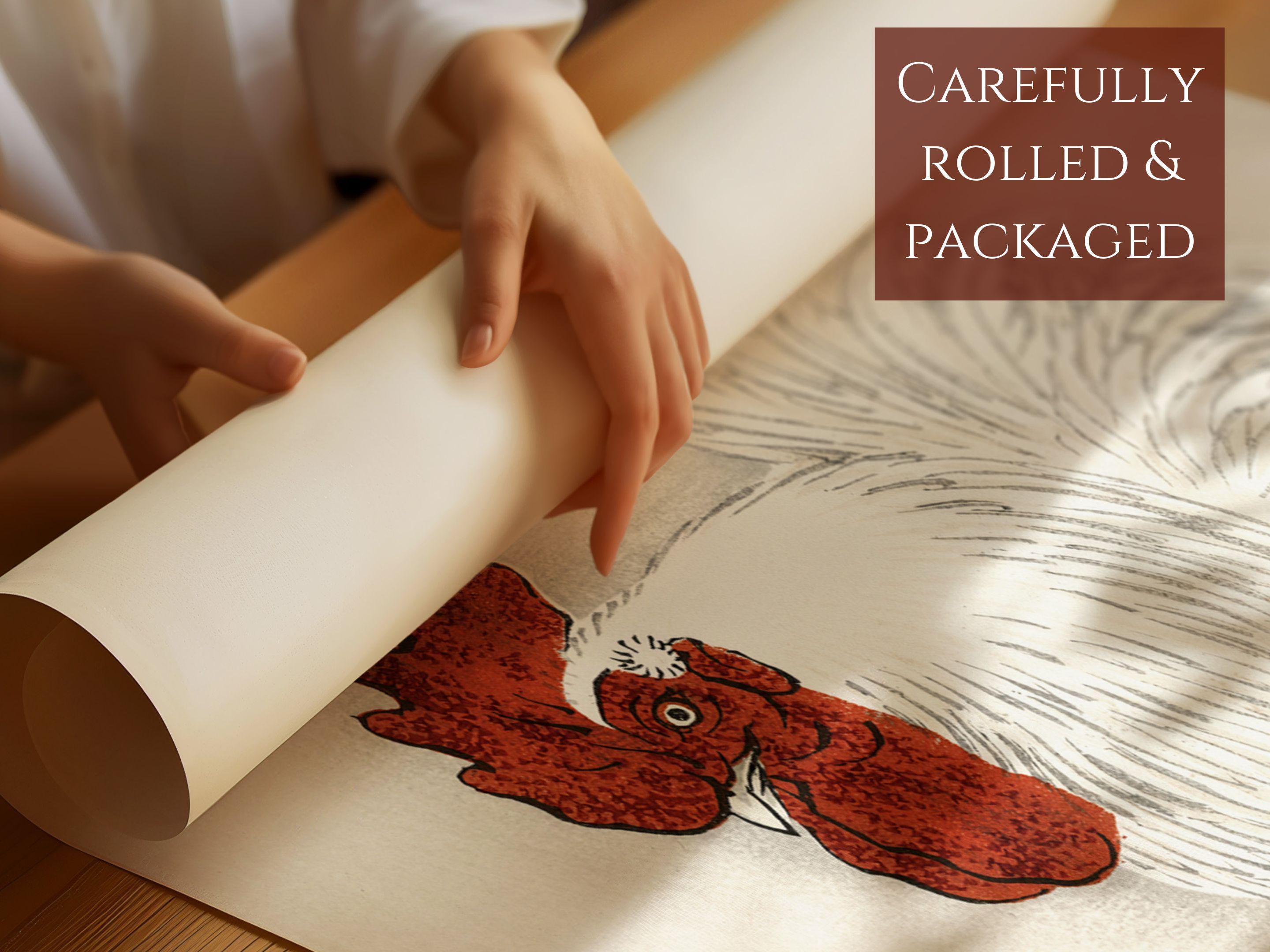 Japanese Rooster Art Print, Traditional Style Square Matte Paper Poster ...