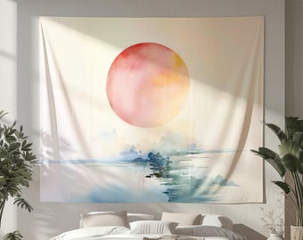 Japanese Tapestry, Original Art on Tapestry, Japandi Wall Hanging, Japan Tapestry, Japanese Indoor Wall Tapestry, Japanese Wall Decor