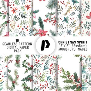 Christmas Seamless Pattern, Christmas Digital Paper, Christmas Background, Christmas Scrapbook, Christmas Digital Bundle, Xmas Prints
