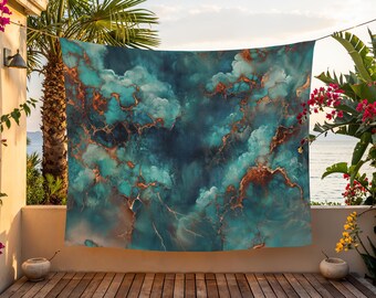 Bohemian Wall Tapestry, Abstract Horizontal Art Hanging, Statement Fabric Backdrop for Living Room, Modern Textile Wall Decor