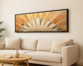 Statement Artwork for Entryway, Long Hallway Wall Decor, Japandi Abstract Canvas for Meditation Room, Boho Office Art, Focal Point Print