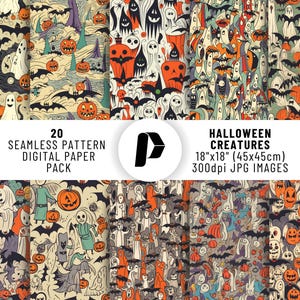 Halloween Digital Paper, Halloween Background, Halloween Seamless Pattern, Halloween Scrapbook, Halloween Digital Bundle, Halloween Prints
