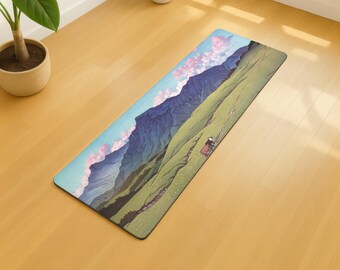 Premium Microsuede Yoga Mat, Durable Woodblock Print, High Quality Exercise Gear, Anti Slip Fitness, Sturdy Mat, Enhanced Grip, Home Workout