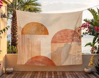 Polyester Fabric Tapestry, High Quality Print Wall Hanging, Durable Boho Decor, Hemmed Edge Wall Art, Woven Look Abstract Tapestry for Wall