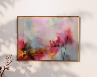 Serene Pastel Abstract Art Print, Calming Organic Shapes Landscape Matte Paper Poster, Soothing Gentle Brushstrokes Decor, Modern Art Prints