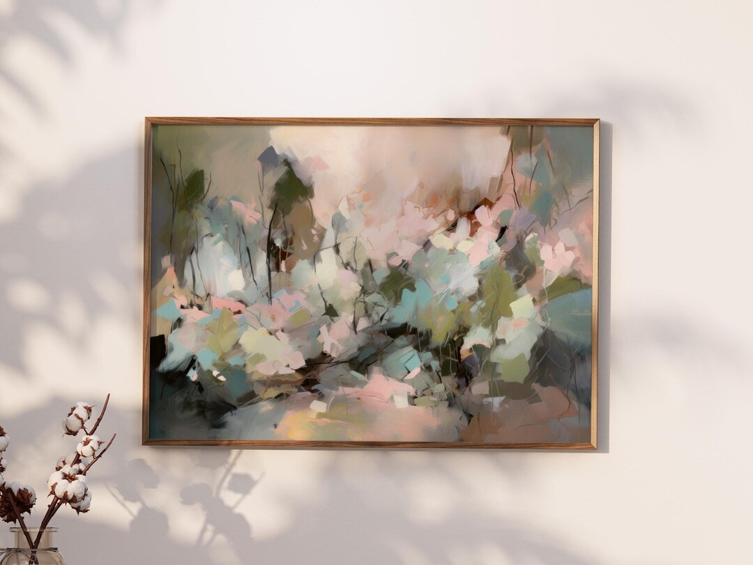 Soft Inting Peaceful Pastel Landscape Art, Calming Nature Vibes, Organic Shapes ...