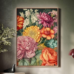 Framed Canvas Floral Abstract, Floater Canvas Wall Art, Original Art On Canvas, Botanical Art Piece, Flower Art Print, Nature Abstract Art