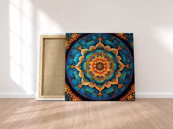 Quadro Mandala Su Tela 70x70 Cm | Stampa Artistica Meditazione E Pace Interiore | Arredo Parete Moderno XXL | Pronto Da Appendere