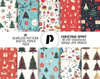 Christmas Seamless Pattern, Christmas Digital Paper, Christmas Background, Christmas Scrapbook, Christmas Digital Bundle, Xmas Prints