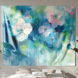 Abstract Floral Tapestry, Original Art on Tapestry, Vibrant Wall Hanging, Elegant Tapestry, Nature Indoor Wall Tapestry, Abstract Decor